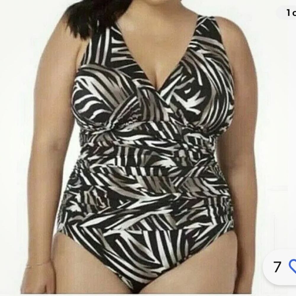 Miraclesuit Black and White Zebra Print One-Piece Swimsuit